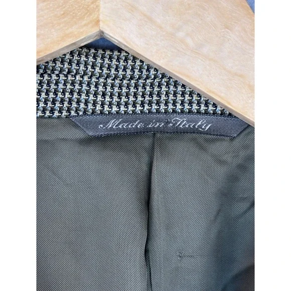 Mens Canali Blazer Silk Wool 42L Italy Jacket Sport Coat Tan Micro Check Texture Suits